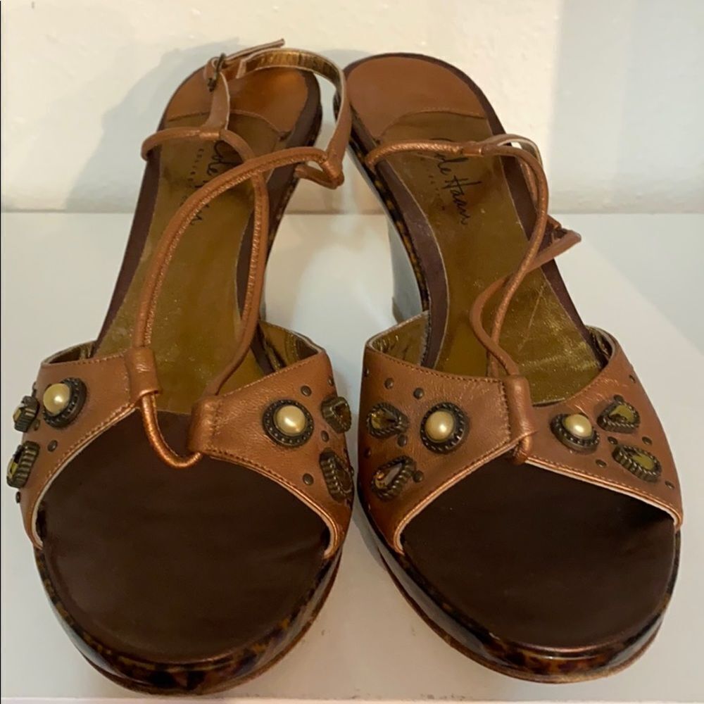 Cole Haan Bronze Wedge Jewel Strappy Sandals - Picture 4 of 16